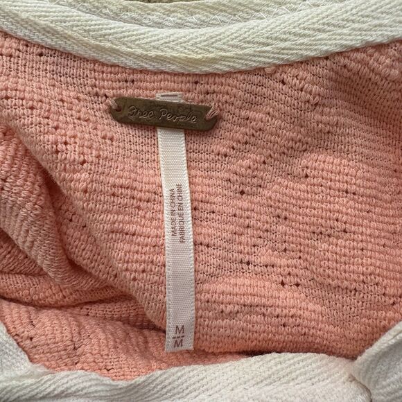 Free People Pullover Sweater Orange Tie Dye Henley Sunrise Polo Rib Collar M - Picture 5 of 6